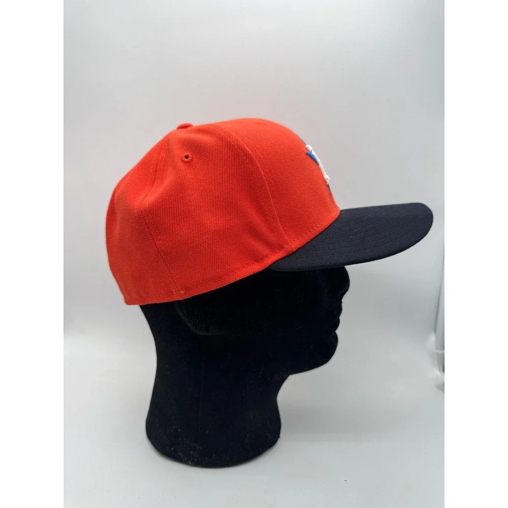 New Era Houston Astros 59FIFTY Fitted Orange Navy Blue MLB Baseball Size 7 1/4‎